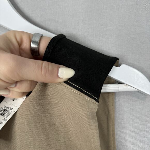 Ann Taylor Womens Dress 8 Tan Colorblock Ponte Knit Slimming Career Old Money - Picture 3 of 13